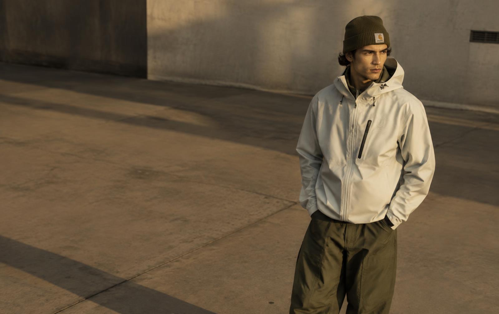 Man in a technical shell jacket